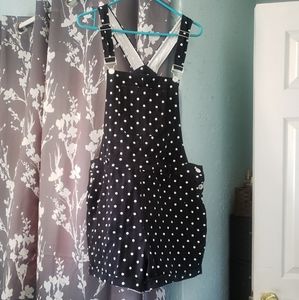 Black with white polka dot overalls